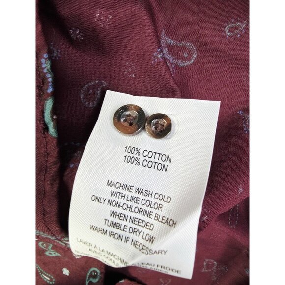 Ben Sherman Size Small Mens Burgundy Blue Paisley Button Down Logo Tag Shirt NWT - Picture 6 of 11